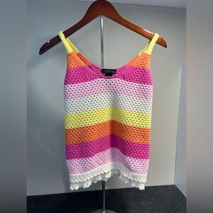 Crochet style Women's Multicolor Striped Tank
